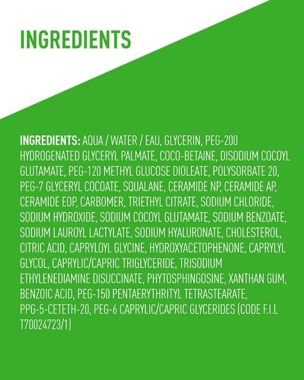 CeraVe Hydrating Foaming Oil Cleanser Ingredients