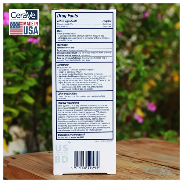 cerave Mineral Sunscreen back